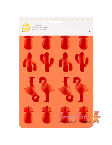 Molde Silicona Piña, Cactus y Flamenco Wilton