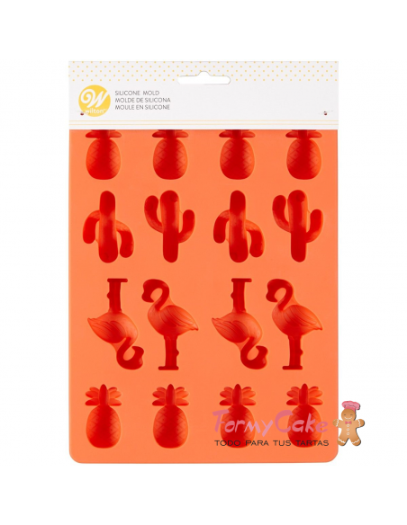 Molde Silicona Piña, Cactus y Flamenco Wilton