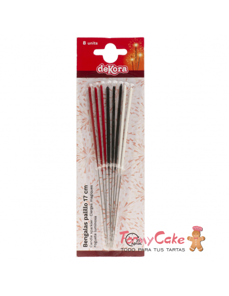 Bengalas Palillo Colores 17cm 12uds Dekora