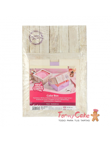 Caja Decorada Efecto Madera 21x21x9cm 2ud Funcakes