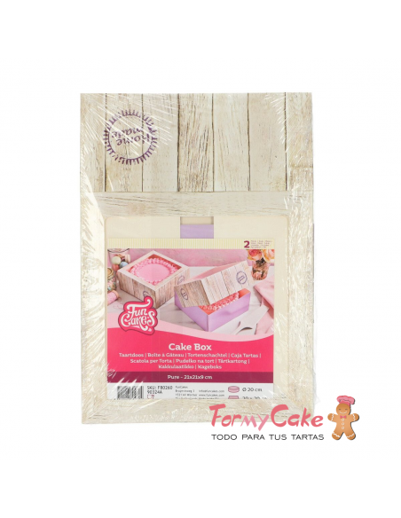 Caja Decorada Efecto Madera 21x21x9cm 2ud Funcakes