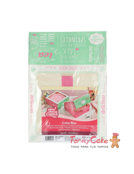 Caja Decorada Diseño Quotes 21x21x9cm 2ud Funcakes