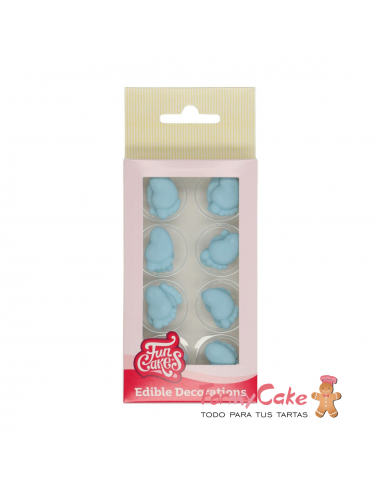 Set Decoraciones De Azúcar Pies Bebe azules, 16ud. Funcakes