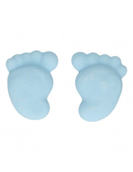 Set Decoraciones De Azúcar Pies Bebe azules, 16ud. Funcakes
