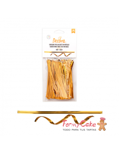 Cierres de Bolsas Plastico Oro y Metal 200uds Decora