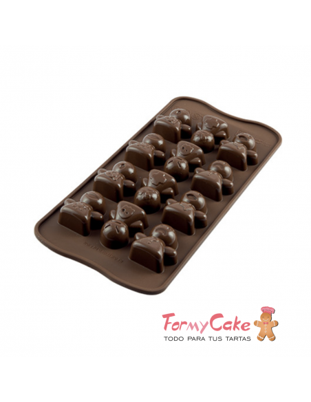 Molde Silicona Bombones Caritas Silikomart