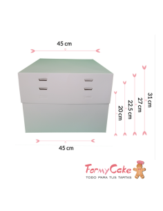 Caja Blanca para Tartas Altura Regulable 45X45X20 a 30cm Pastkolor