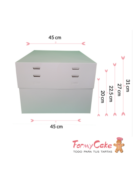 Caja Blanca para Tartas Altura Regulable 45X45X20 a 30cm Pastkolor