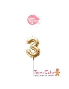 Vela Dorada Globo Número 3 Pastkolor