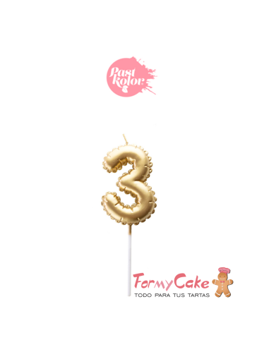 Vela Dorada Globo Número 3 Pastkolor