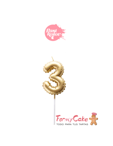 Vela Dorada Globo Número 3 Pastkolor