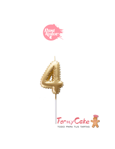 Vela Dorada Globo Número 4 Pastkolor