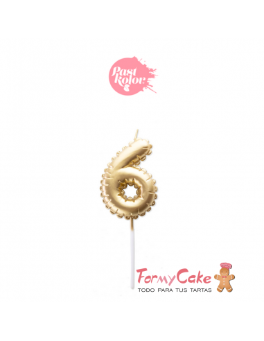 Vela Dorada Globo Número 6 Pastkolor