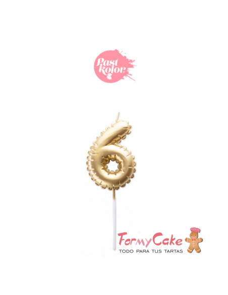 Vela Dorada Globo Número 6 Pastkolor