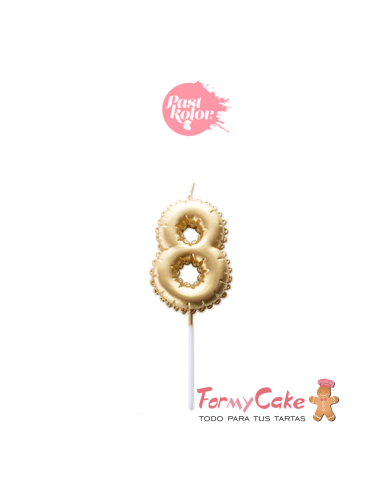 Vela Dorada Globo Número 8 Pastkolor