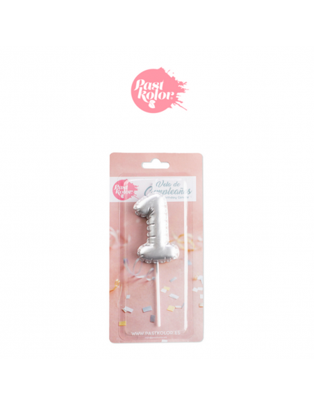 Vela Plata Globo Número 1 Pastkolor