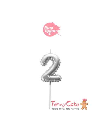 Vela Plata Globo Número 2 Pastkolor