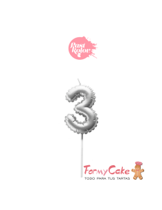 Vela Plata Globo Número 3 Pastkolor