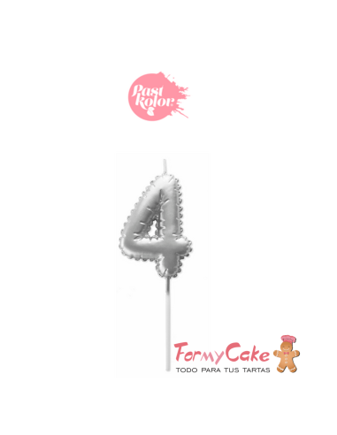 Vela Plata Globo Número 4 Pastkolor