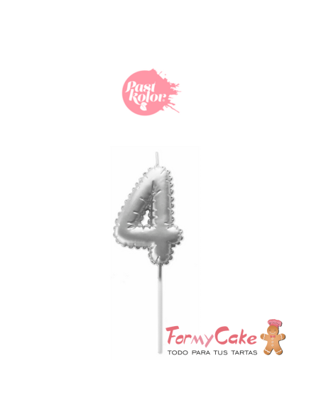 Vela Plata Globo Número 4 Pastkolor