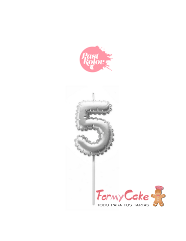 Vela Plata Globo Número 5 Pastkolor