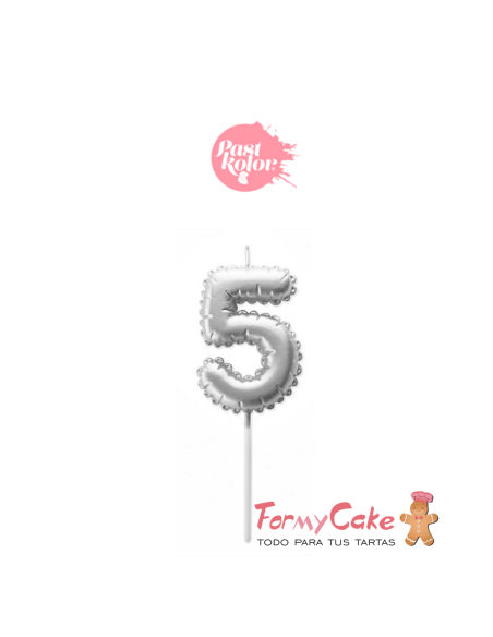 Vela Plata Globo Número 5 Pastkolor