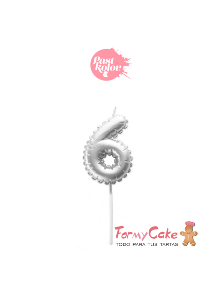 Vela Plata Globo Número 6 Pastkolor