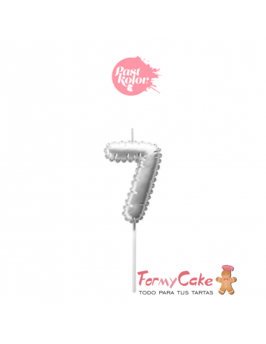 Vela Plata Globo Número 7 Pastkolor