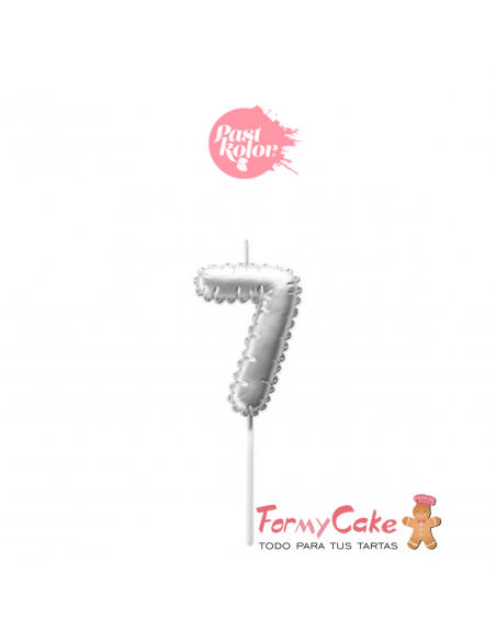 Vela Plata Globo Número 7 Pastkolor