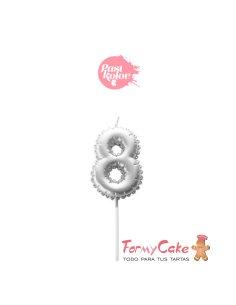 Vela Plata Globo Número 8 Pastkolor