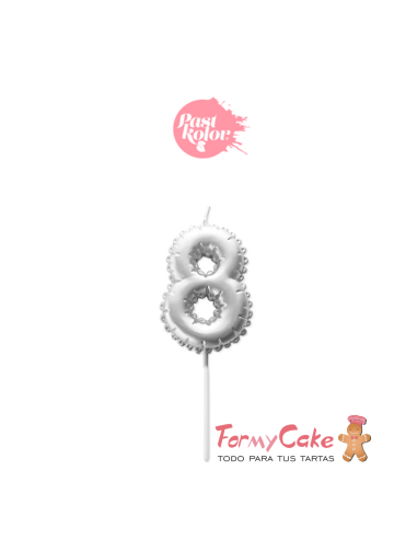 Vela Plata Globo Número 8 Pastkolor