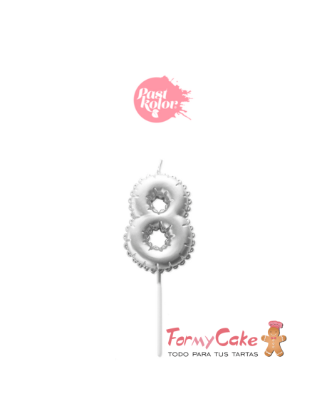 Vela Plata Globo Número 8 Pastkolor