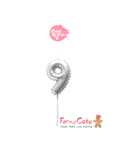 Vela Plata Globo Número 9 Pastkolor