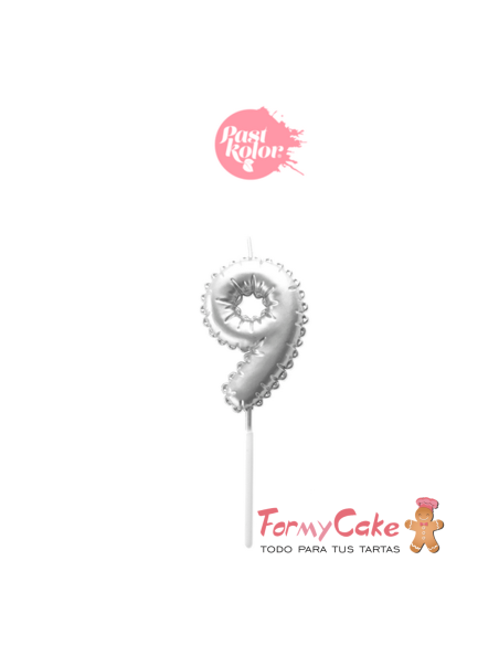 Vela Plata Globo Número 9 Pastkolor