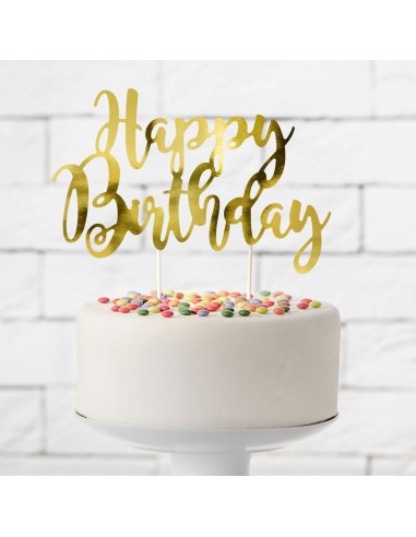 Topper Para Tarta Happy Birthday Dorado Partydecor