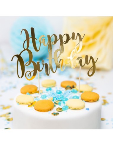 Topper Para Tarta Happy Birthday Dorado Partydecor