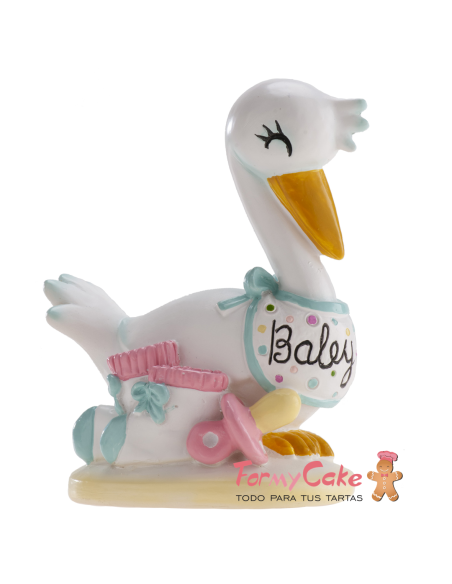 Figura para Tarta Bautizo Cigüeña, 10cm Dekora