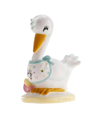 Figura para Tarta Bautizo Cigüeña, 10cm Dekora
