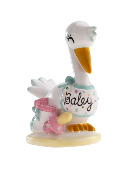 Figura para Tarta Bautizo Cigüeña, 10cm Dekora