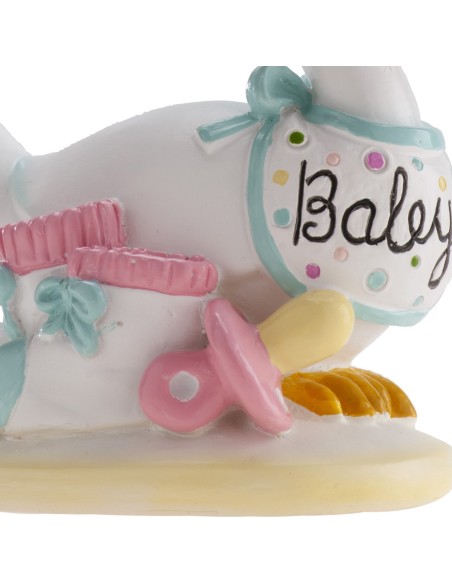 Figura para Tarta Bautizo Cigüeña, 10cm Dekora