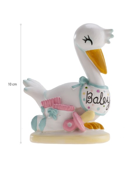Figura para Tarta Bautizo Cigüeña, 10cm Dekora