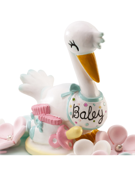 Figura para Tarta Bautizo Cigüeña, 10cm Dekora