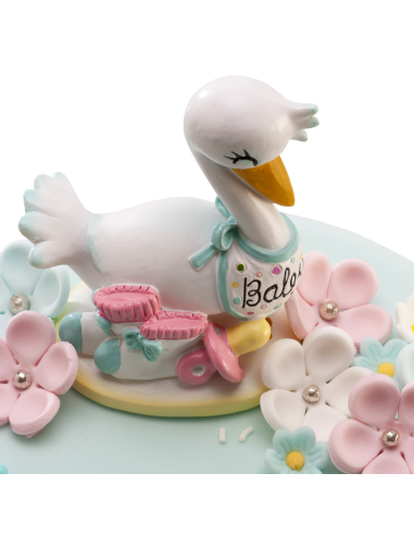 Figura para Tarta Bautizo Cigüeña, 10cm Dekora
