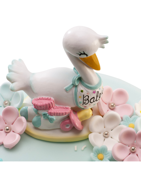 Figura para Tarta Bautizo Cigüeña, 10cm Dekora