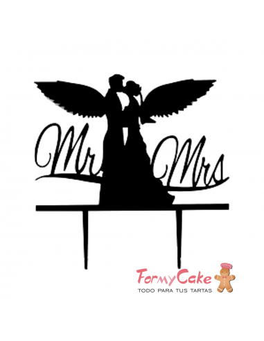 Cake Topper Acrílico Silueta Novios Pareja Ángeles