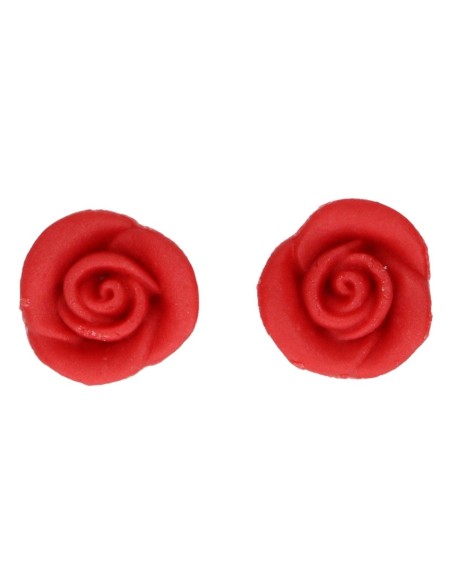 Decoraciones De Mazapán Rosas Color Rojo, 6ud. Funcakes