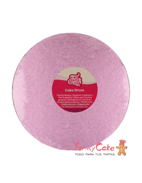 Base Redonda Gruesa para Tartas 25cm Rosa Clarito Funcakes
