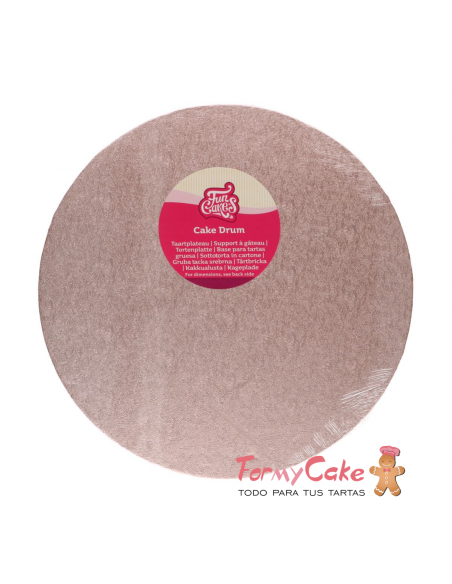Base Redonda Gruesa para Tartas 30cm Oro Rosa Funcakes