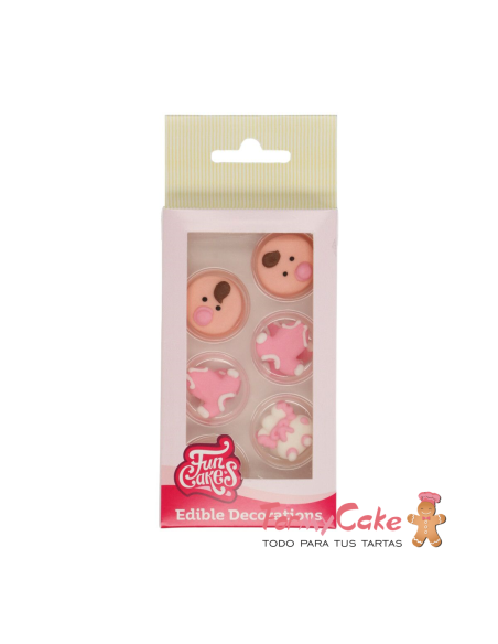 Set Decoraciones De Azúcar Bebé Niña, 12ud. Funcakes