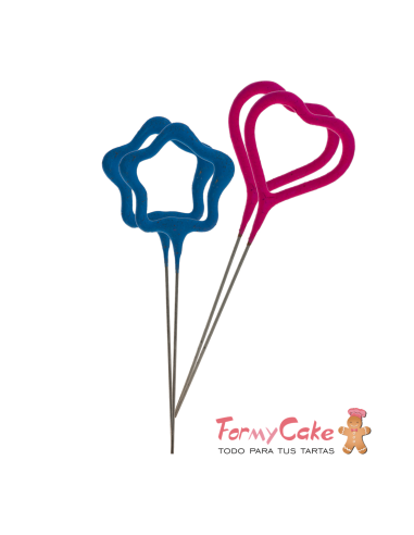 Bengalas 2 Corazones y 2 Estrellas De Color Dekora